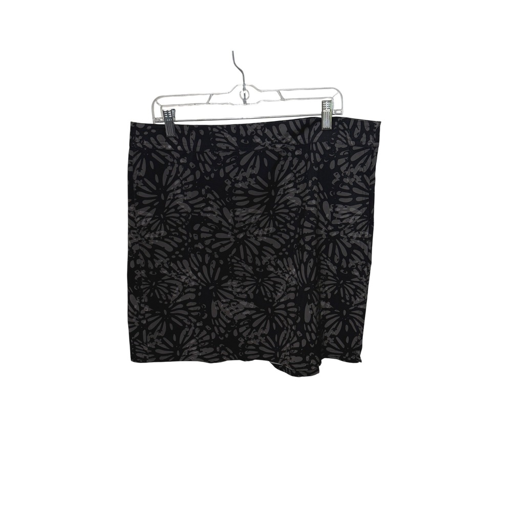 RipSkirt Hawaii Wrap Skirt Womens XL Black Grey Floral Fan Print Quick Dry